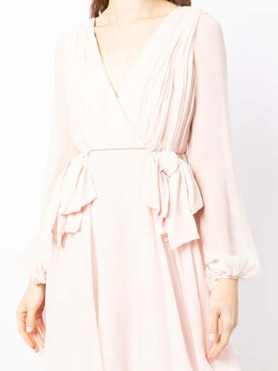 Shop Giambattista Valli Ruched V-neck Mini Dress In Rosa