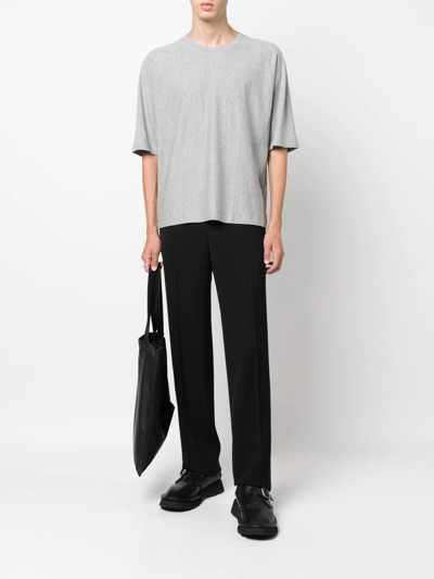 Shop Issey Miyake Oversized Crew-neck Cotton T-shirt In Grau