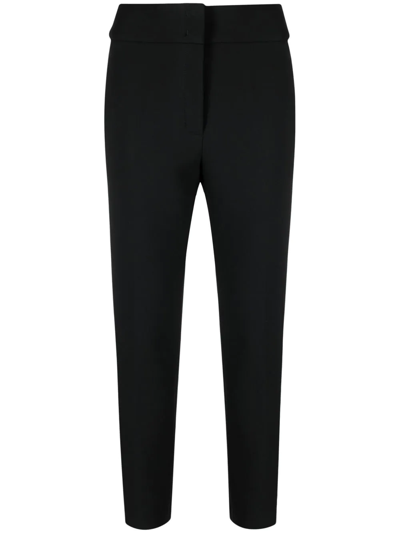 Shop Peserico Cropped Tapered-leg Trousers In Schwarz