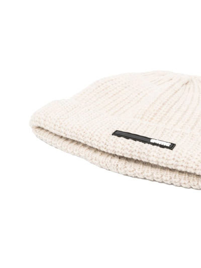 Shop Oamc Ribbed-knit Beanie In Nude