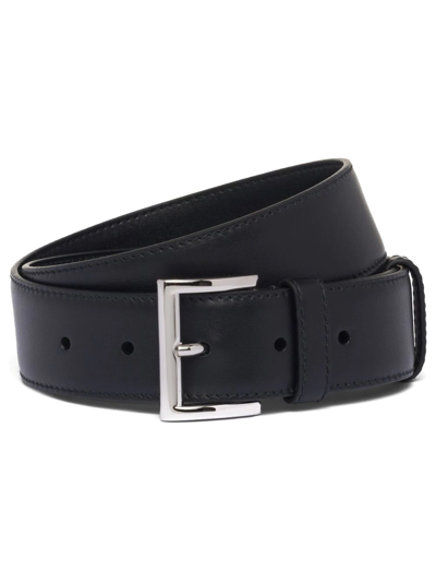 Shop Prada Triangle-logo Leather Belt In Schwarz