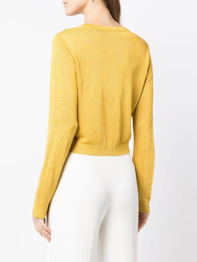 Shop Paule Ka Button-down Knit Cardigan In Yellow