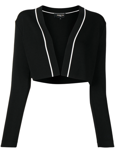 Shop Paule Ka Long-sleeve Cropped Cardigan In Black