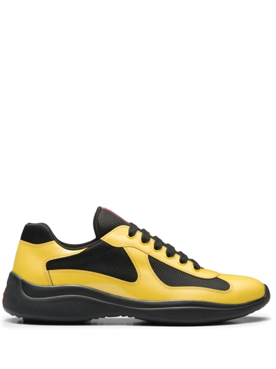 Prada America's Cup Low-top Sneakers In Sunny Yellow/black | ModeSens