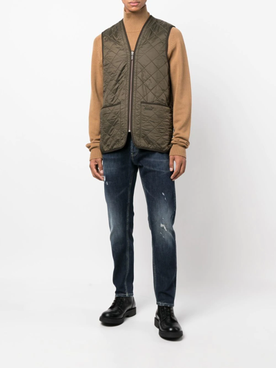 Shop Barbour Quilted Zipped-up Gilet In Grün