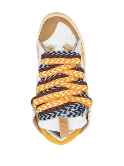 Lanvin 30mm Curb Leather & Mesh Sneakers In Yellow