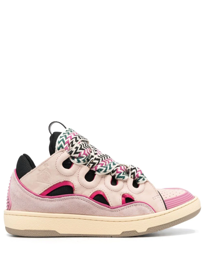 Shop Lanvin Chunky Lace Up Sneakers In Rosa