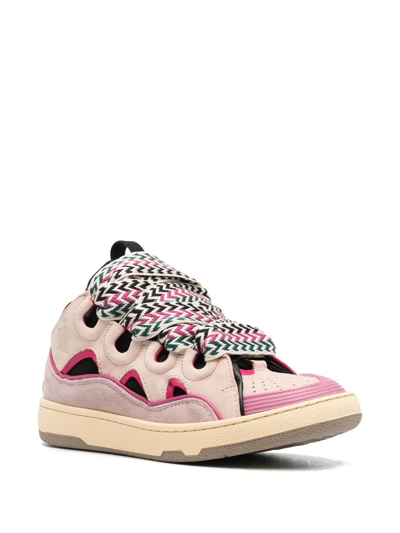 Shop Lanvin Chunky Lace Up Sneakers In Rosa
