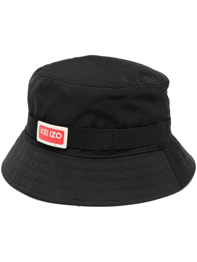 Shop Kenzo Logo-print Bucket Hat In Schwarz