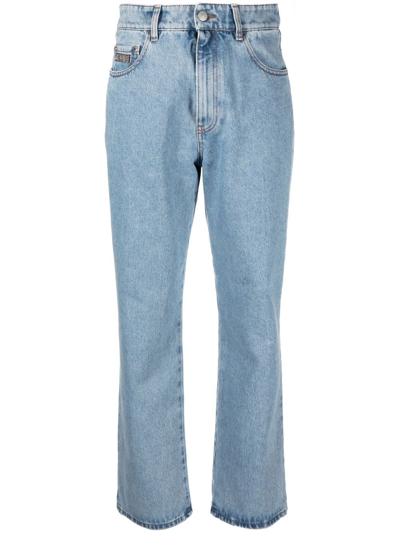 Shop Gcds High-waist Straight Jeans In Blue
