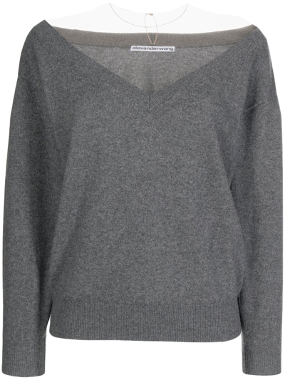 Shop Alexander Wang V-neck Pullover Jumper In Grau