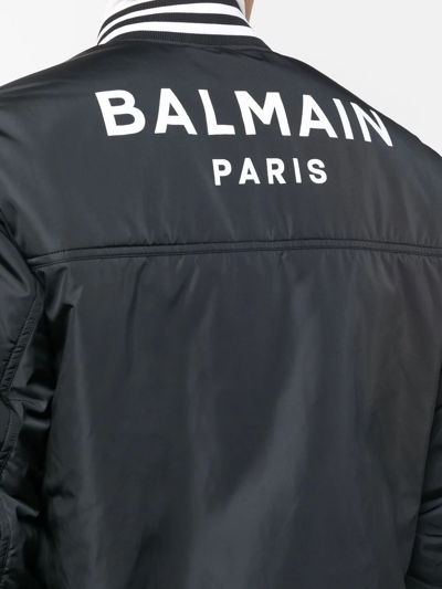 Shop Balmain Logo-print Bomber Jacket In Schwarz