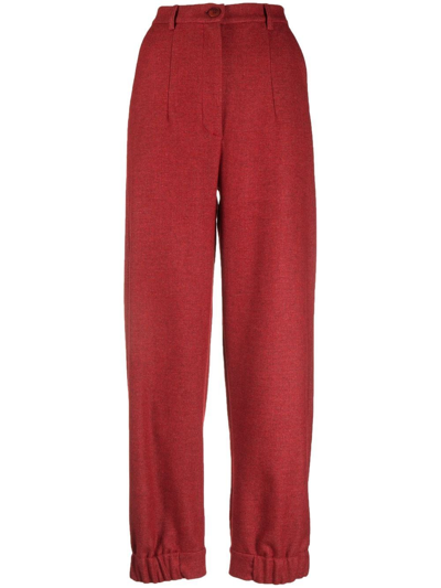 Shop Dependance High-waisted Straight-leg Trousers In Rot