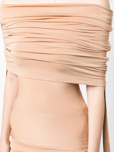 Shop Dion Lee Ruched Off-shoulder Top In Orange