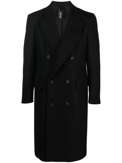 Shop Hevo Mid-length Double-breasted Coat In Schwarz