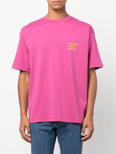 Shop Drôle De Monsieur Slogan-print T-shirt In Rosa