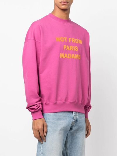 Shop Drôle De Monsieur Embroidered-slogan Cotton Sweatshirt In Violett