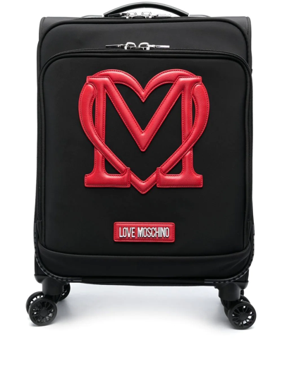 Shop Love Moschino Logo-embroidered Suitcase In Black