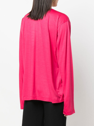 Shop Sofie D'hoore Gathered-neckline Woollen Top In Rosa