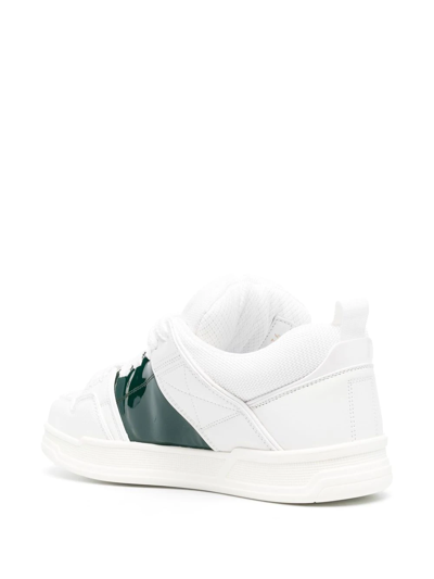 Shop Valentino Leather Round-toe Sneakers In White