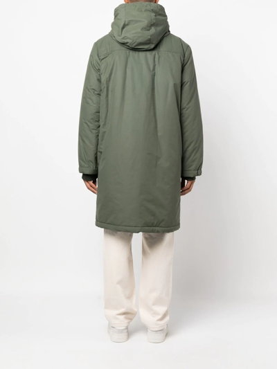 Shop Apc Hooded Mid-length Parka In Green