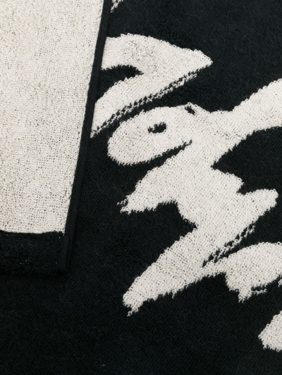 Shop Yohji Yamamoto Intarsia-logo Towel In Schwarz