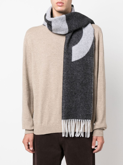 Shop A.p.c. Logo-knit Scarf In Schwarz