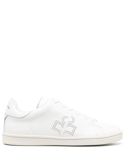 Shop Isabel Marant Barth Leather Lace-up Sneakers In Weiss