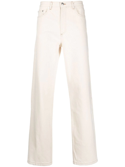Shop Apc Wide-fit Straight Leg Jeans In Nude