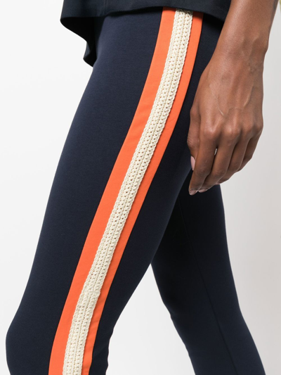 Shop Wales Bonner Striped Organic-cotton Leggings In Blau