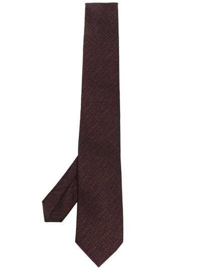 Shop Tagliatore Tonal-check Silk Tie In Rot