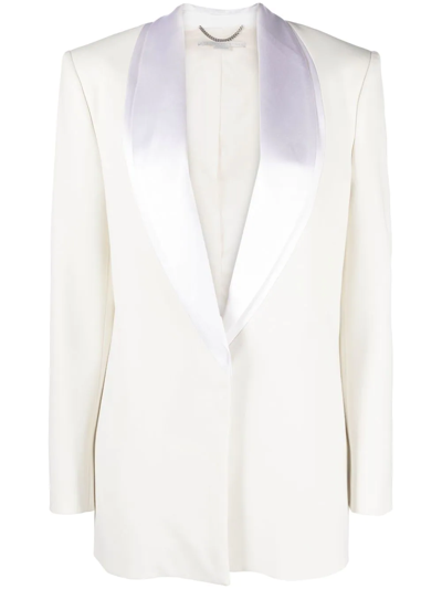 Shop Stella Mccartney Single-breasted Tuxedo Jacket In Neutrals