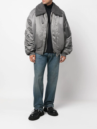 Shop Juunj Zip-up Bomber Jacket In Grau