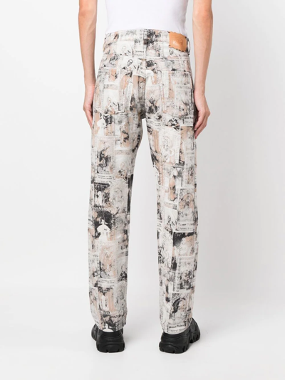 Shop Aries Graphic-print Jeans In Nude