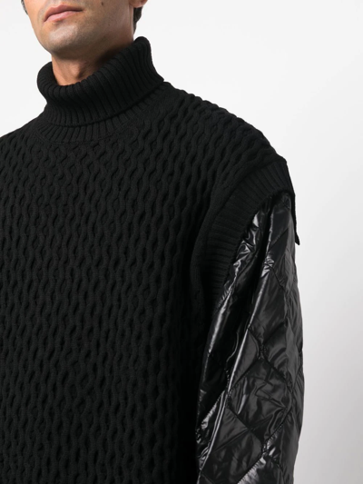 Shop Juunj Panelled Wool Jumper In Schwarz