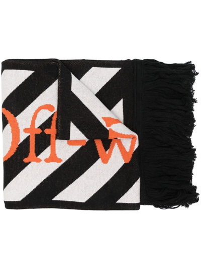 Shop Off-white Diag Stripe Scarf In Schwarz