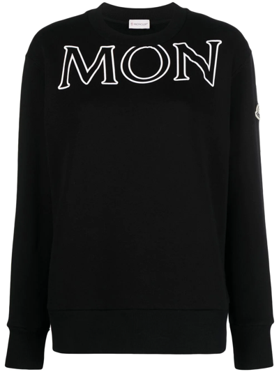 Shop Moncler Logo-print Long-sleeved Sweater In Schwarz