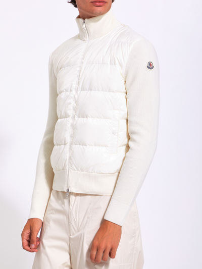 Moncler White Padded Cardigan In White