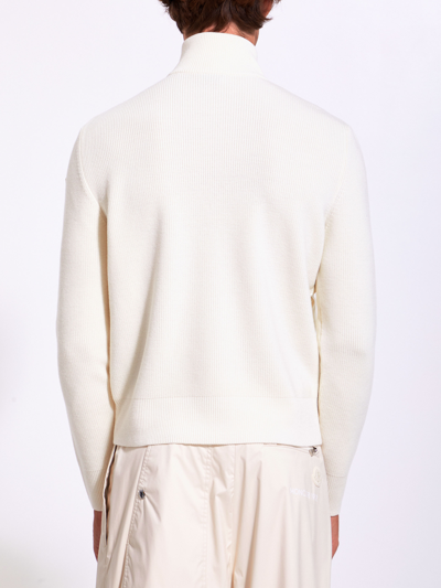 Moncler White Padded Cardigan In White