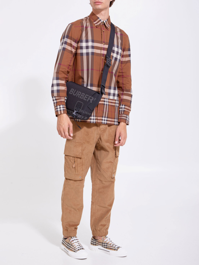 Shop Burberry Check Cotton Shirt In Brown