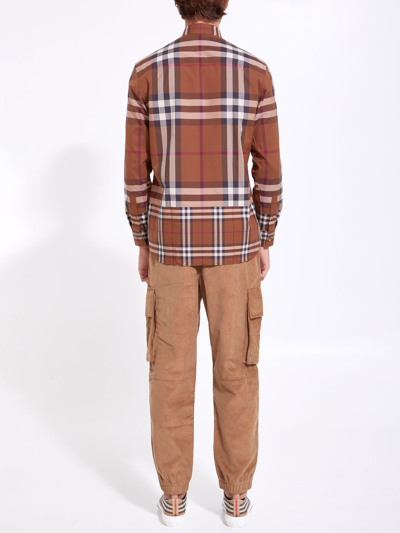 Shop Burberry Check Cotton Shirt In Brown