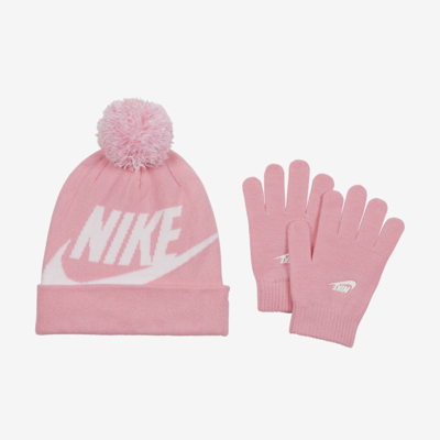 Nike Big Kids' Beanie And Gloves Box Set In Pink