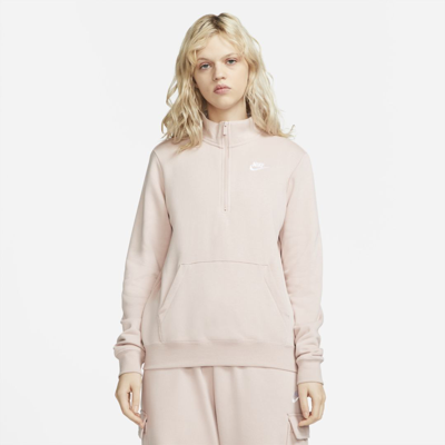 Shop Nike Women's  Sportswear Club Fleece 1/2-zip Sweatshirt In Pink