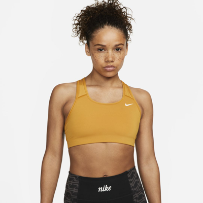 Shop Nike Women's Swoosh Medium-support Non-padded Sports Bra In Brown