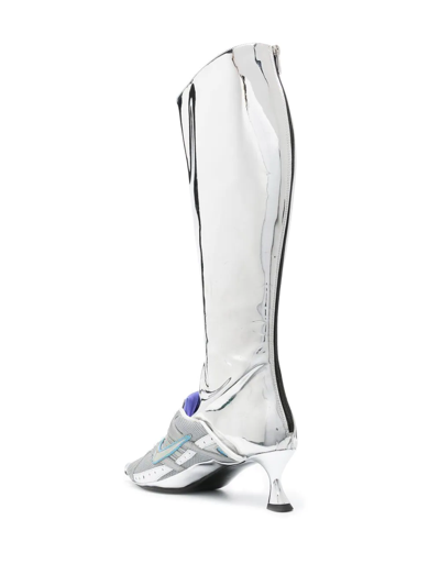 Ancuta Sarca X Nike Furiosa 50 Silver Faux Leather Knee-high Boots |  ModeSens