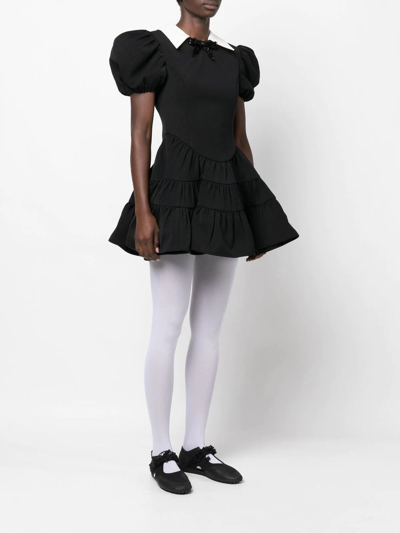 Shop Shushu-tong Puff-sleeve Tiered Minidress In Schwarz