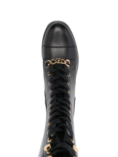 Liu •jo Nancy Lace-up Leather Boots In Schwarz
