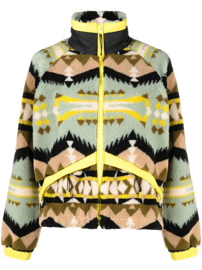 Shop Woolrich Jacquard Sherpa Fleece Jacket In Grün