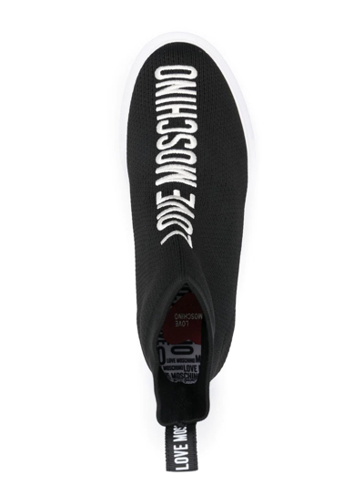 Shop Love Moschino High-top Logo-print Sneakers In Schwarz