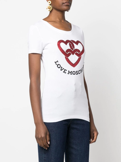 Shop Love Moschino Logo-print Short-sleeve T-shirt In White